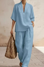 Tweedelige Lounge Set met V-Hals Dames