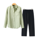 2-delige zomer set met overhemd en lange broek Heren