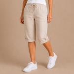 Capribroek met elastische tailleband Dames
