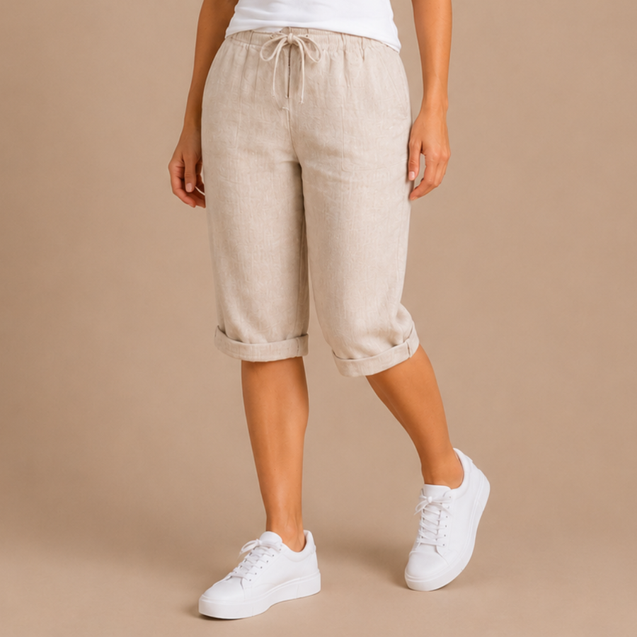 Capribroek met elastische tailleband Dames