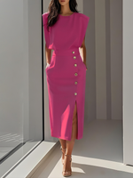 Midi jurk met knopen Dames