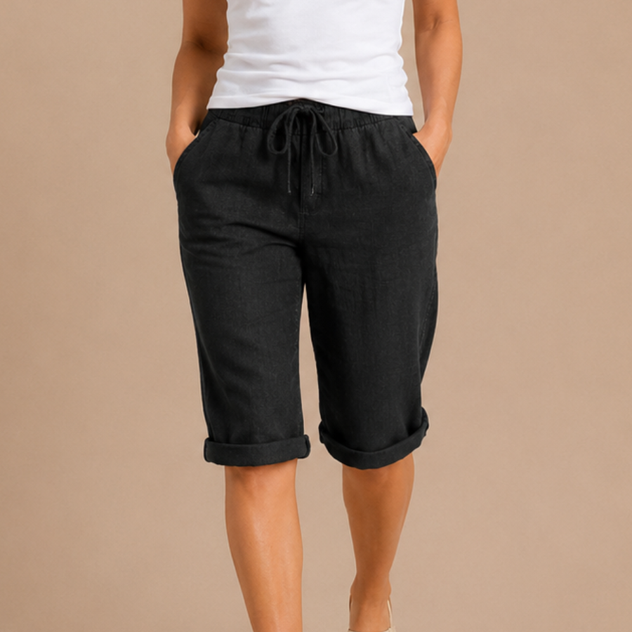 Capribroek met elastische tailleband Dames