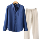 2-delige zomer set met overhemd en lange broek Heren