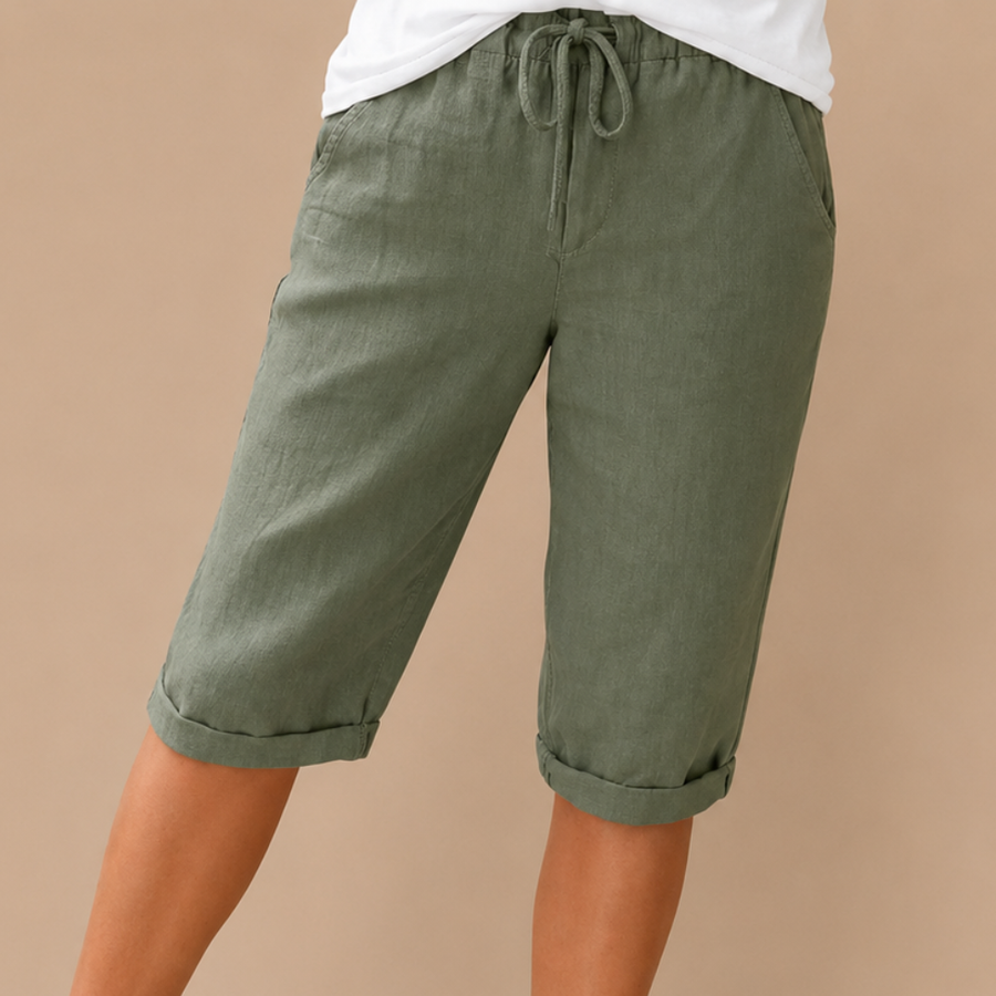 Capribroek met elastische tailleband Dames