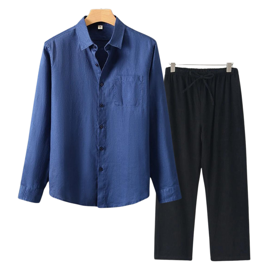 2-delige zomer set met overhemd en lange broek Heren