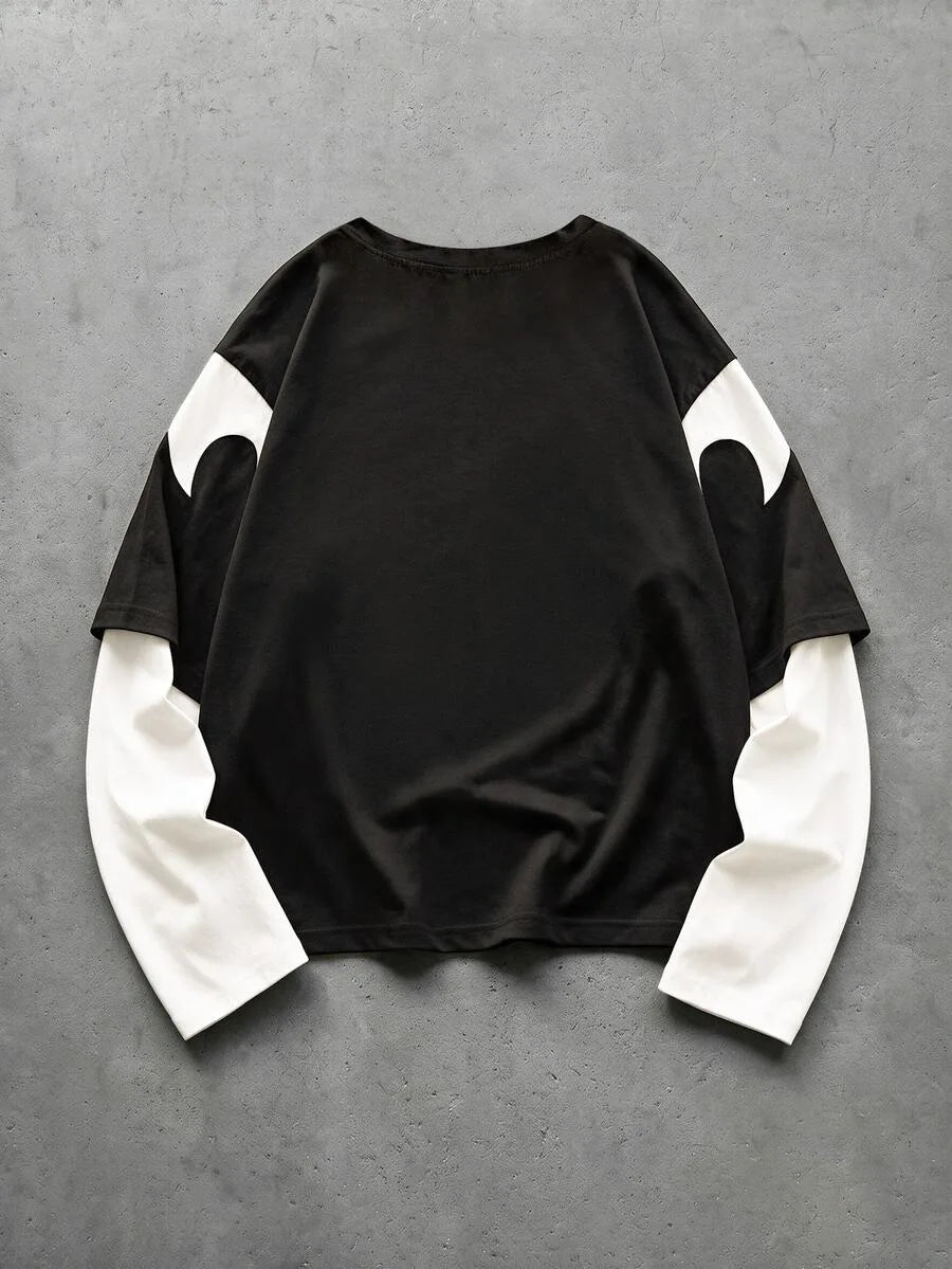 Shirt Heren met Patchwork Mouwen