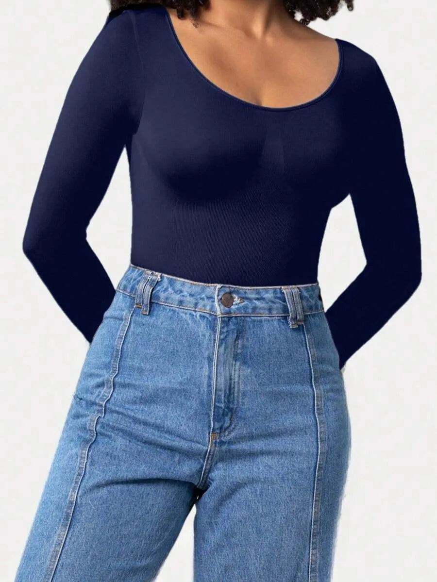 Bodysuit met Lange Mouwen en Ronde Hals