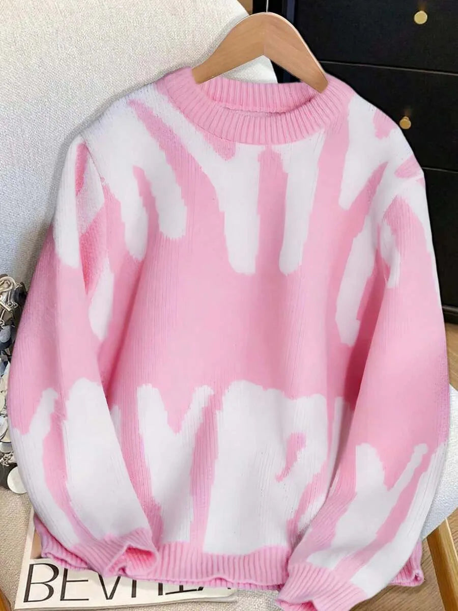 Sweater Dames Gebreid met Print