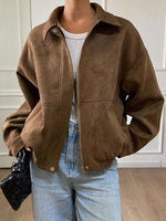 Suede Jas Dames met Sherpa Voering