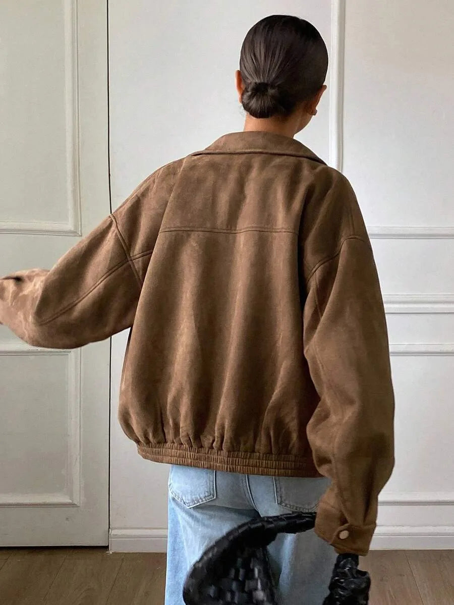 Suede Jas Dames met Sherpa Voering