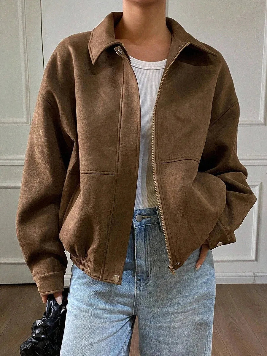 Suede Jas Dames met Sherpa Voering