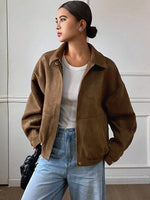 Suede Jas Dames met Sherpa Voering