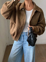 Suede Jas Dames met Sherpa Voering