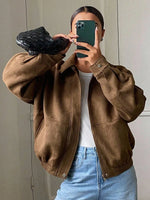 Suede Jas Dames met Sherpa Voering