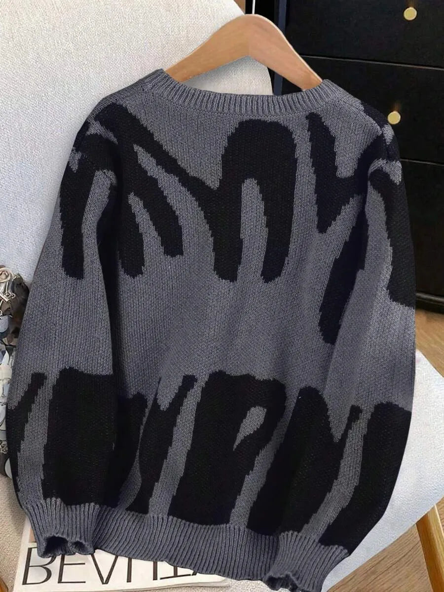 Sweater Dames Gebreid met Print