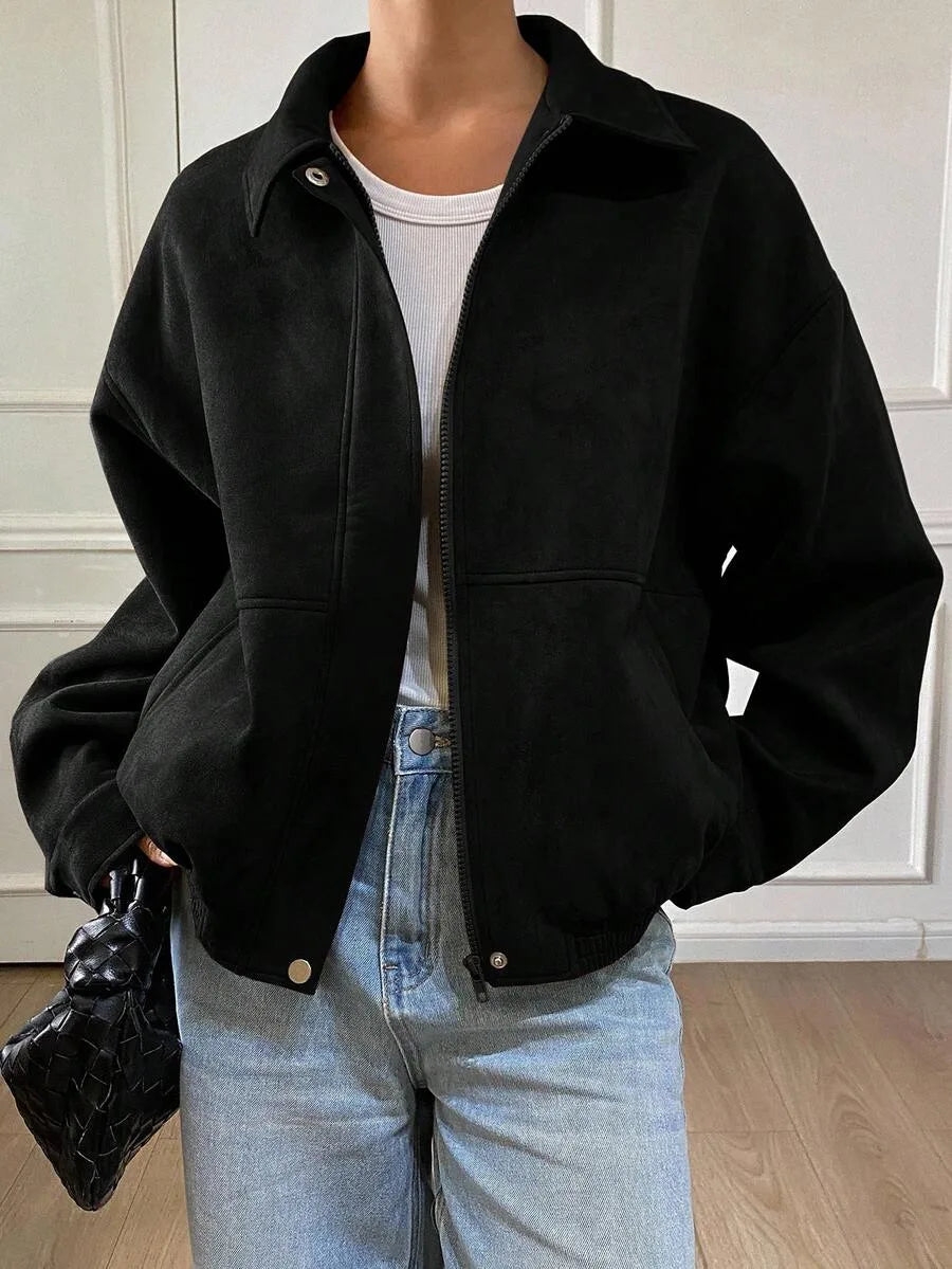 Suede Jas Dames met Sherpa Voering