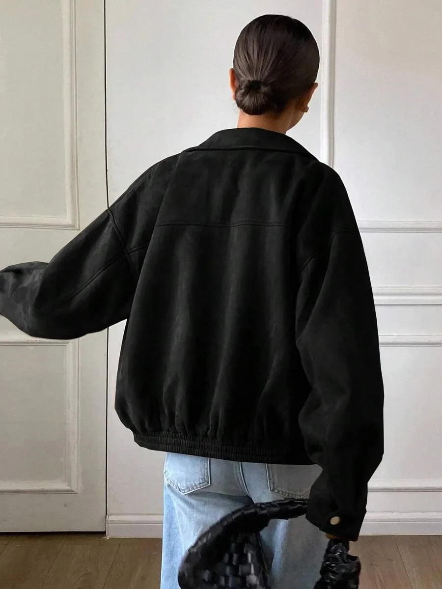 Suede Jas Dames met Sherpa Voering