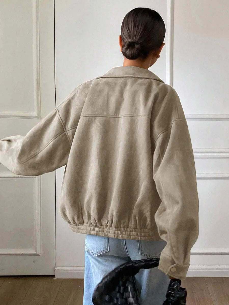 Suede Jas Dames met Sherpa Voering