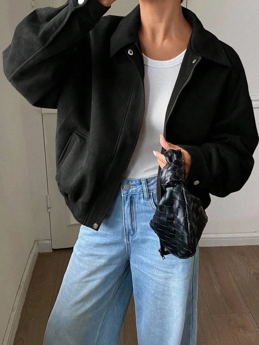 Suede Jas Dames met Sherpa Voering