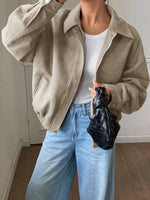 Suede Jas Dames met Sherpa Voering