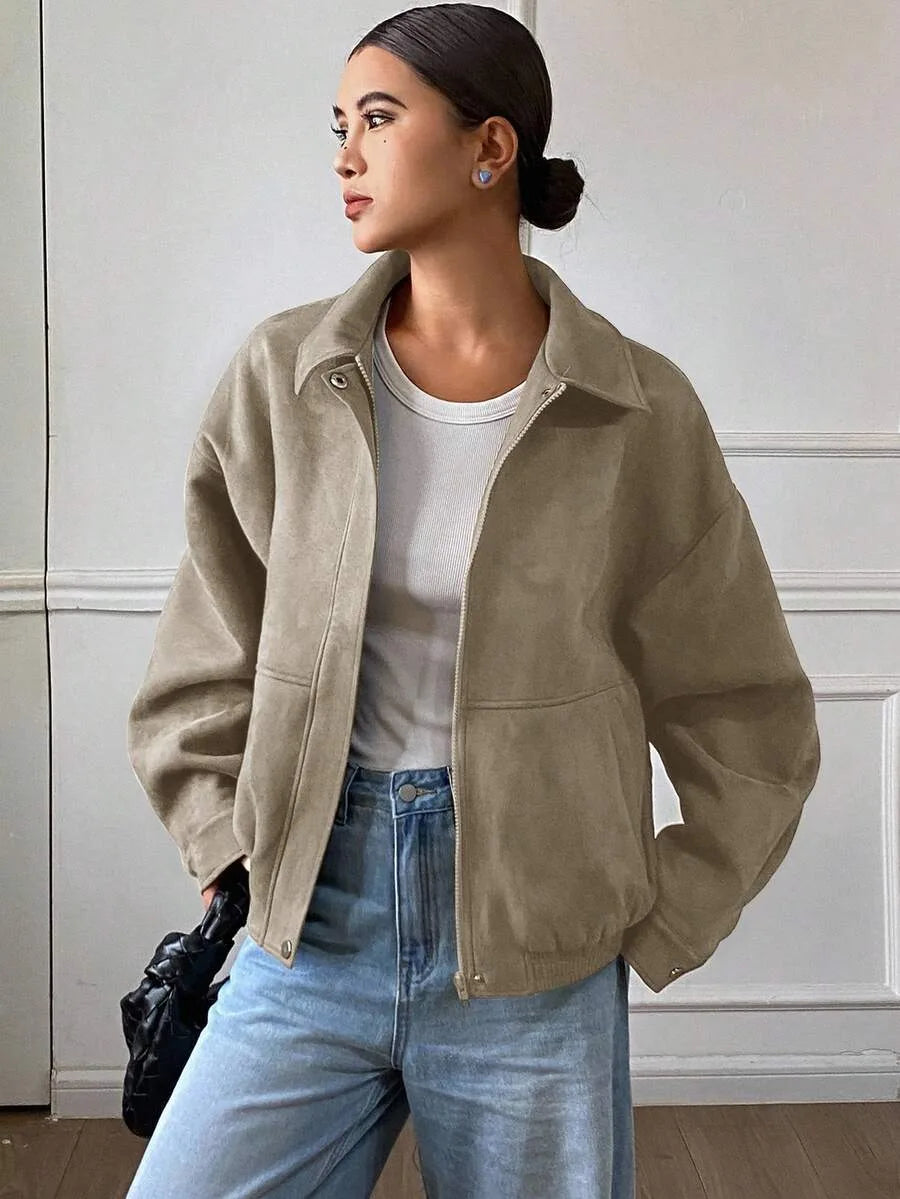 Suede Jas Dames met Sherpa Voering