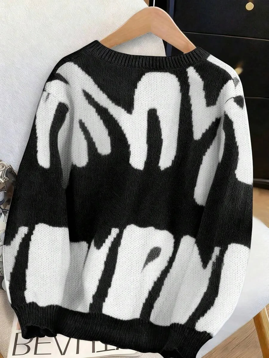 Sweater Dames Gebreid met Print