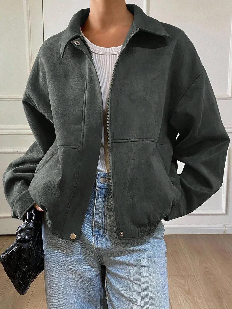 Suede Jas Dames met Sherpa Voering