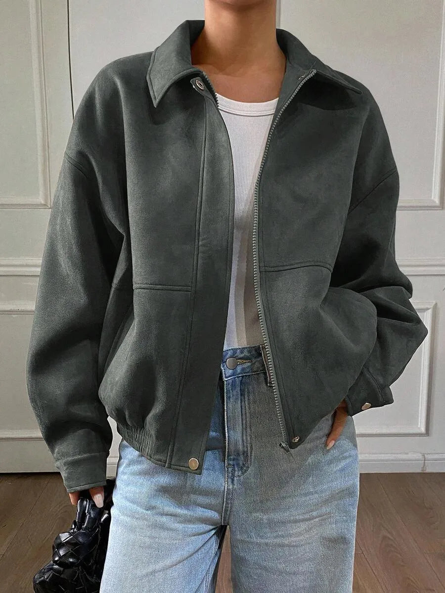 Suede Jas Dames met Sherpa Voering