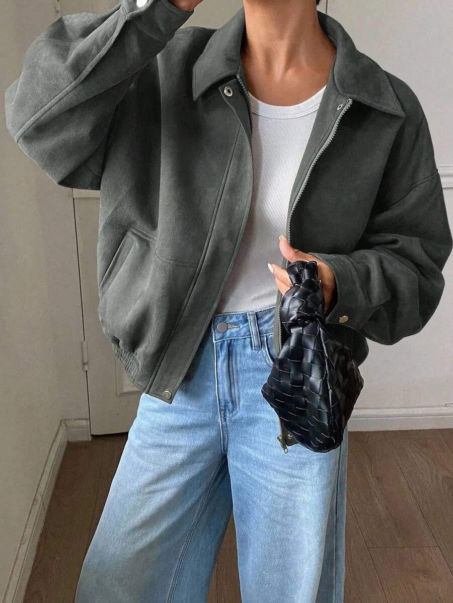 Suede Jas Dames met Sherpa Voering