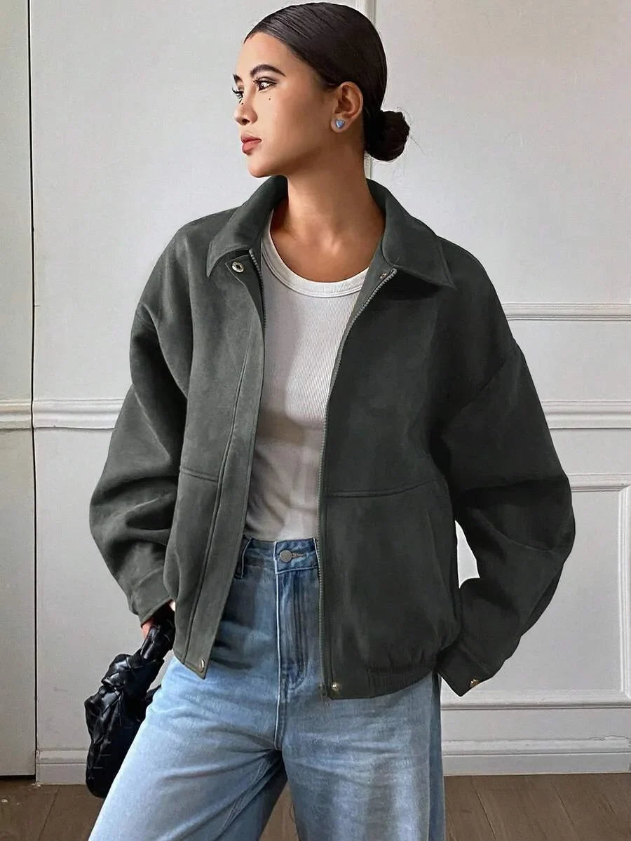 Suede Jas Dames met Sherpa Voering