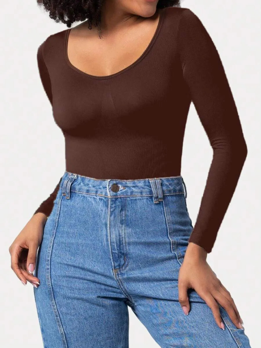Bodysuit met Lange Mouwen en Ronde Hals