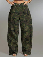 Camouflage Broek Dames Wide Leg