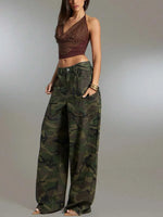 Camouflage Broek Dames Wide Leg