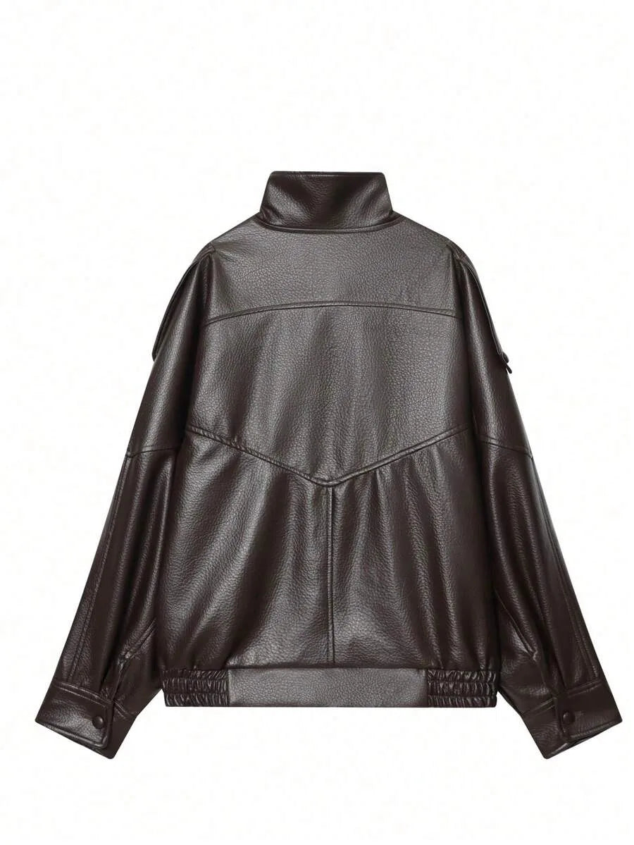 Leren Jas Dames met Asymmetrische Sluiting