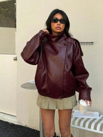 Leren Jas Dames met Asymmetrische Sluiting