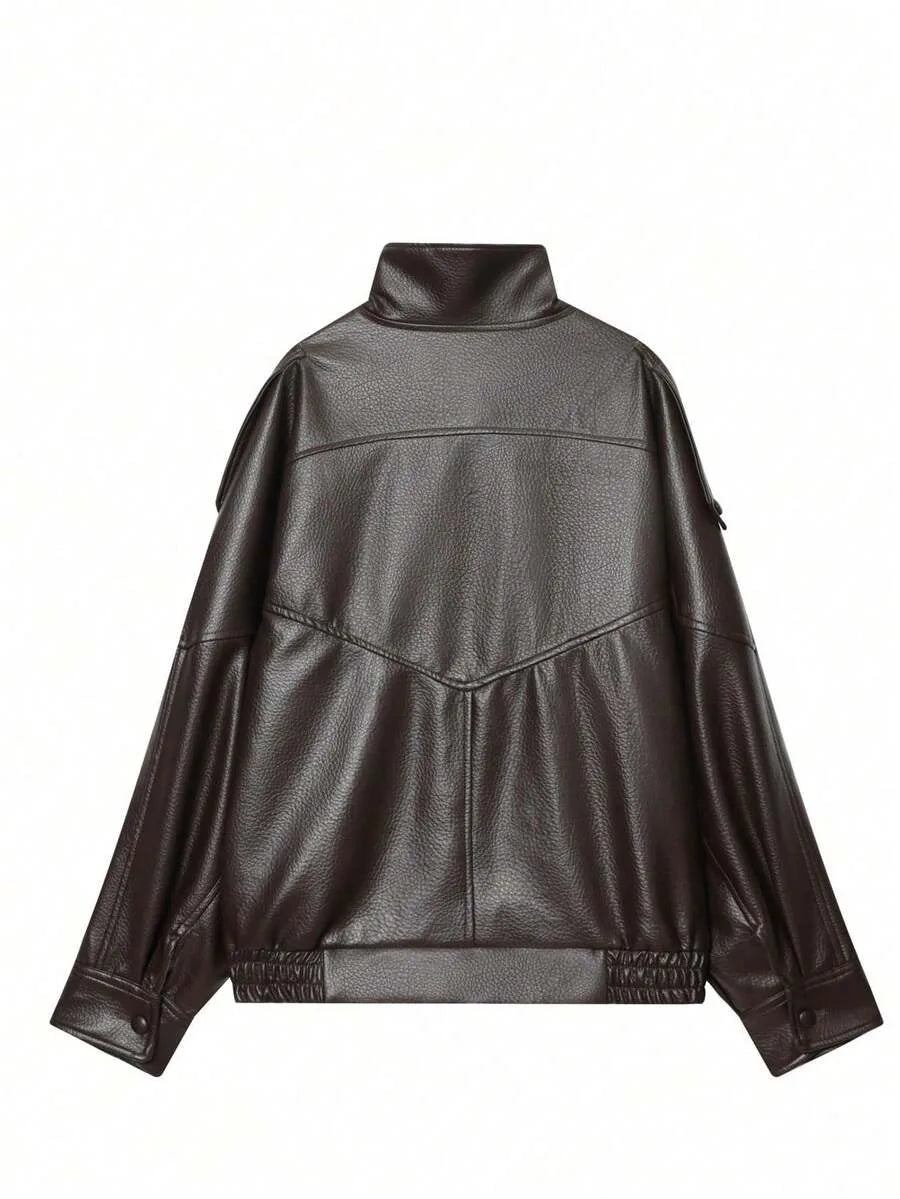 Leren Jas Dames met Asymmetrische Sluiting