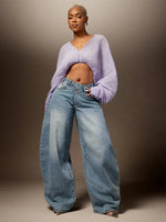 Baggy Jeans Dames met Asymmetrische Taille