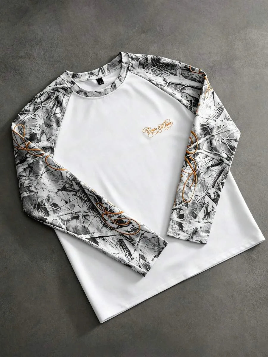 Shirt Heren Raglan met Printmouwen