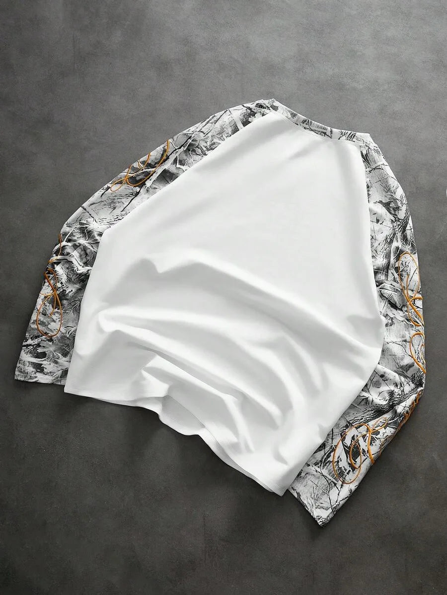 Shirt Heren Raglan met Printmouwen