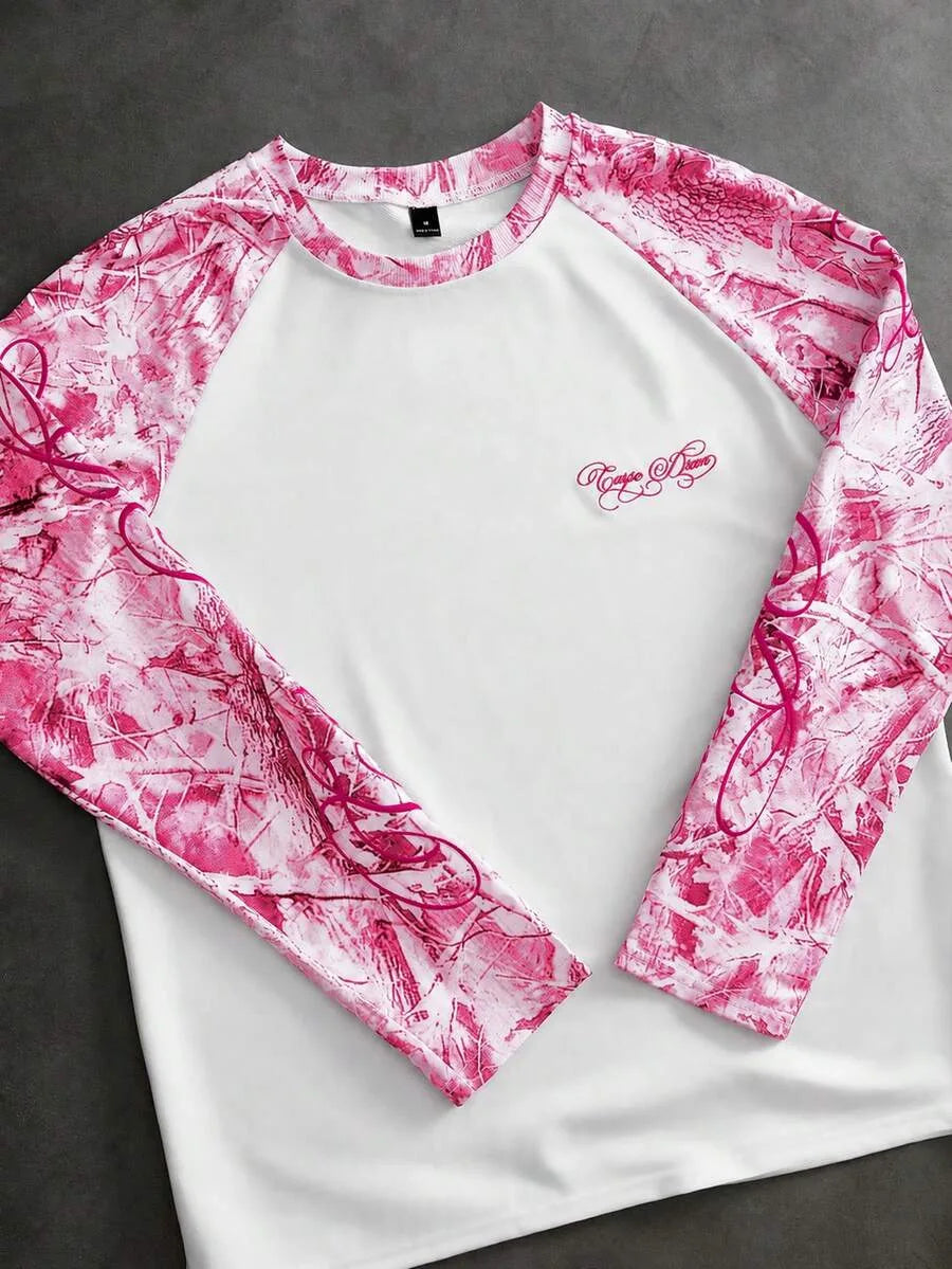 Shirt Heren Raglan met Printmouwen