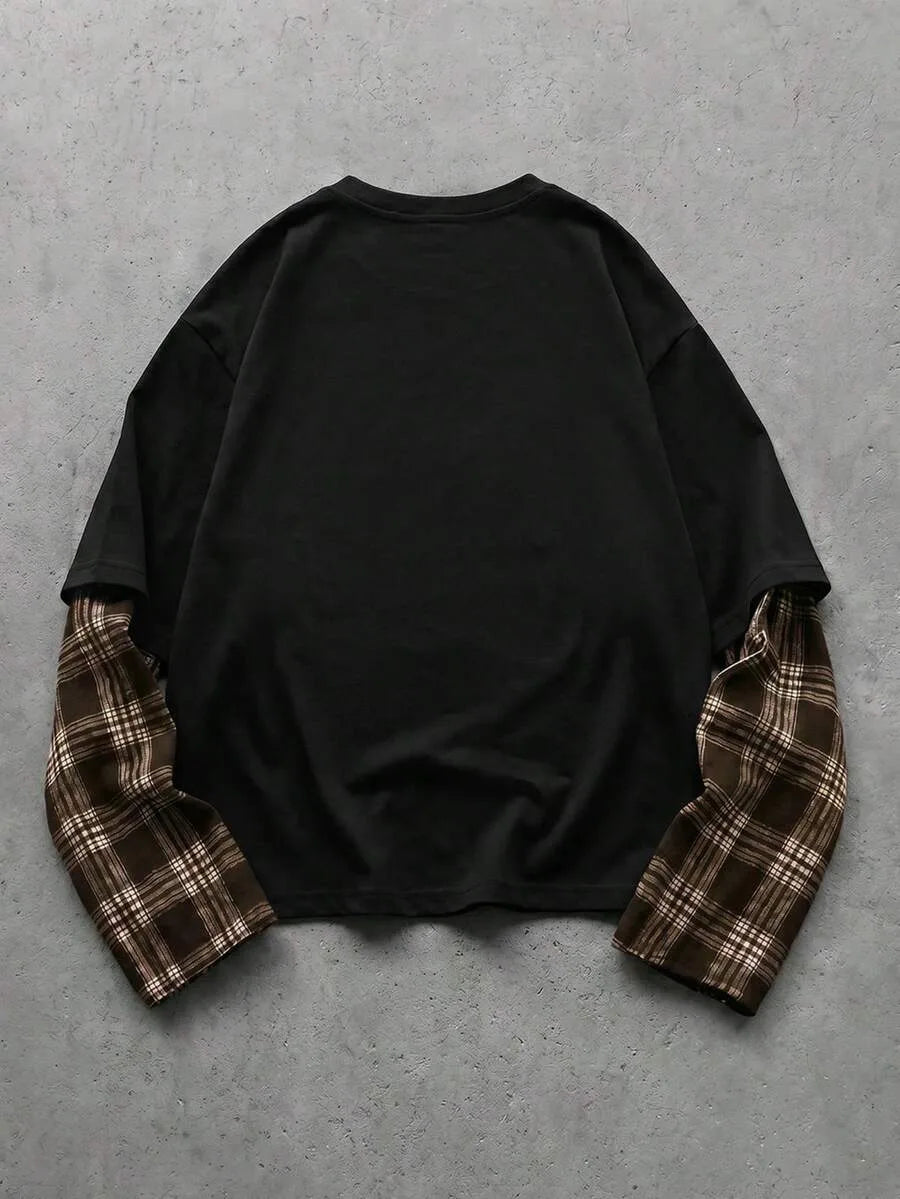 Shirt Heren met Patchwork Mouwen