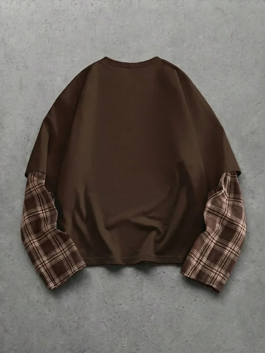 Shirt Heren met Patchwork Mouwen