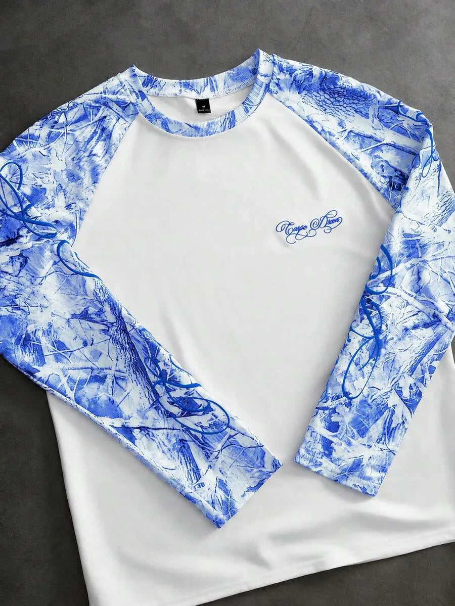 Shirt Heren Raglan met Printmouwen