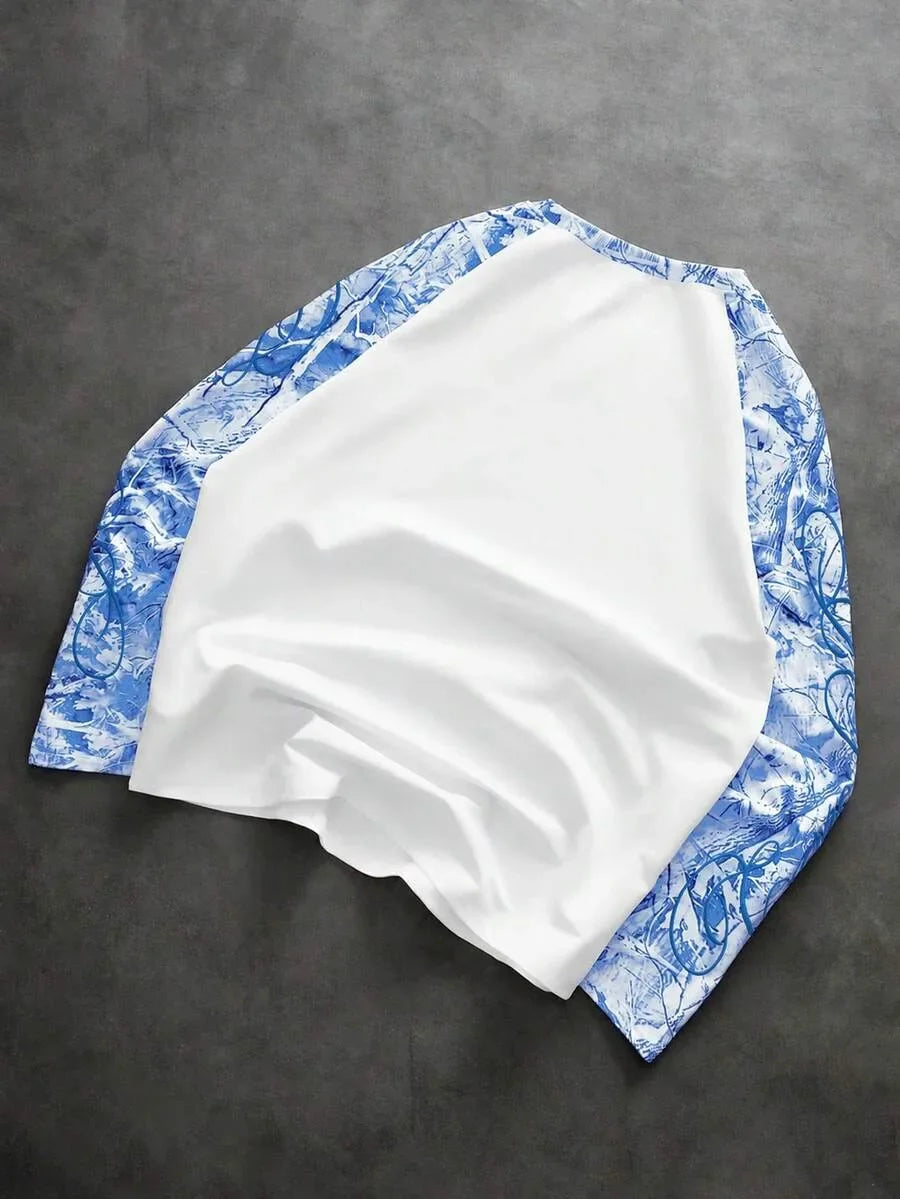 Shirt Heren Raglan met Printmouwen