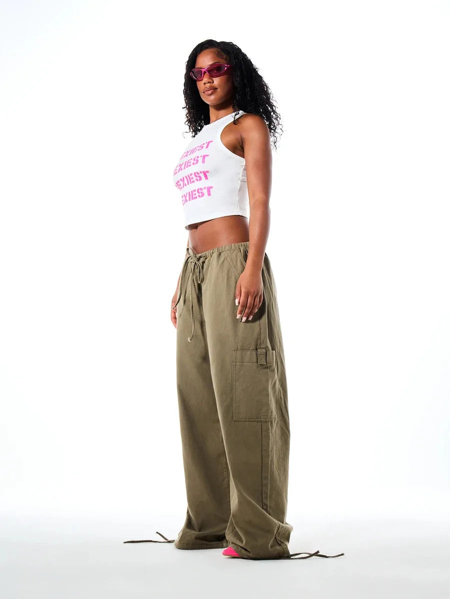 Cargo Broek Dames Wide Leg met Trekkoord
