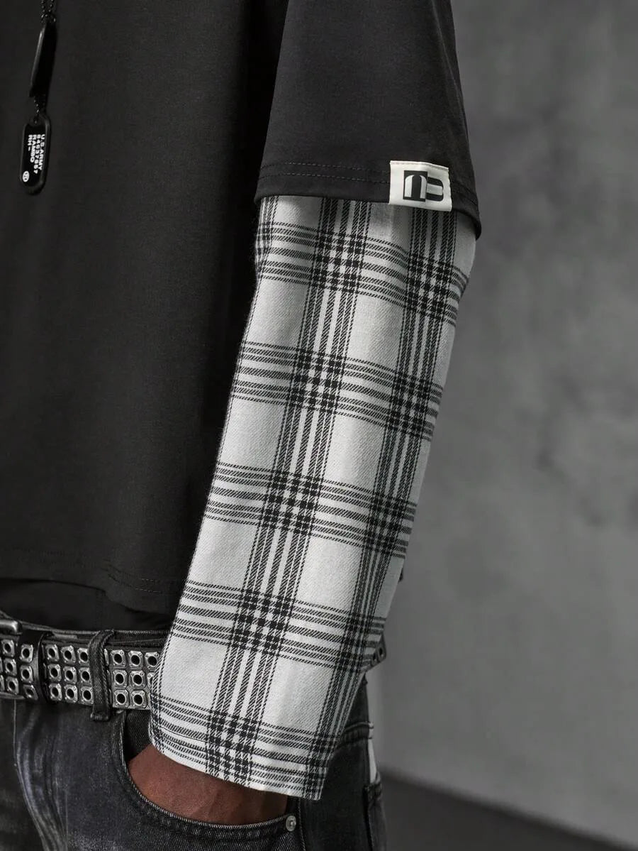 Shirt Heren met Patchwork Mouwen