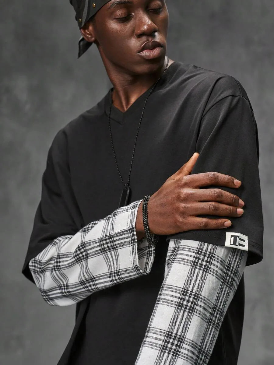 Shirt Heren met Patchwork Mouwen