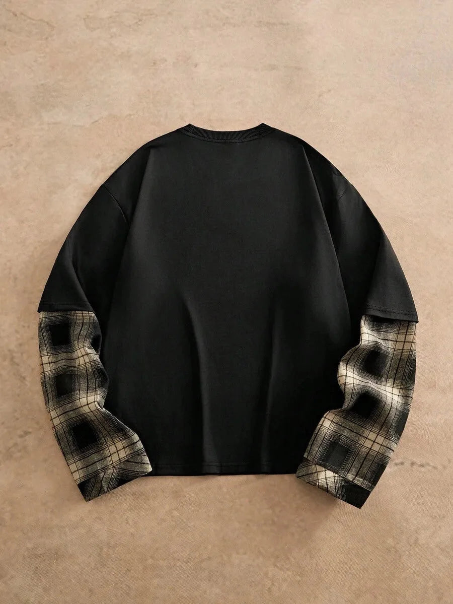 Shirt Heren met Patchwork Mouwen