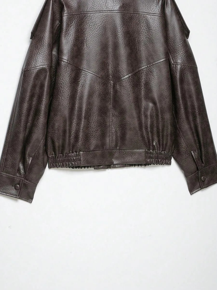 Leren Jas Dames met Asymmetrische Sluiting