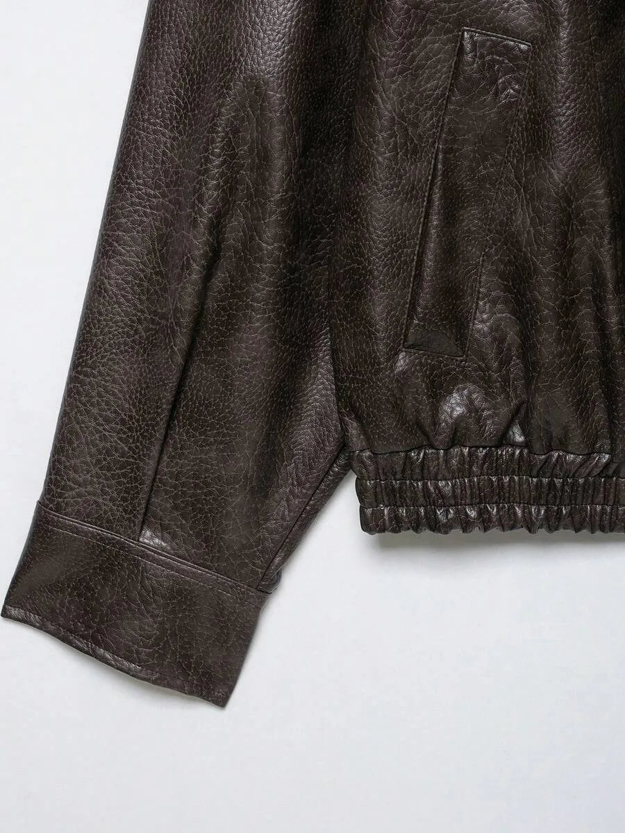 Leren Jas Dames met Asymmetrische Sluiting